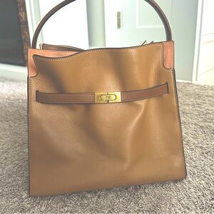 Tory Burch tote.  Great for work but small enough to carry after work to dinner!